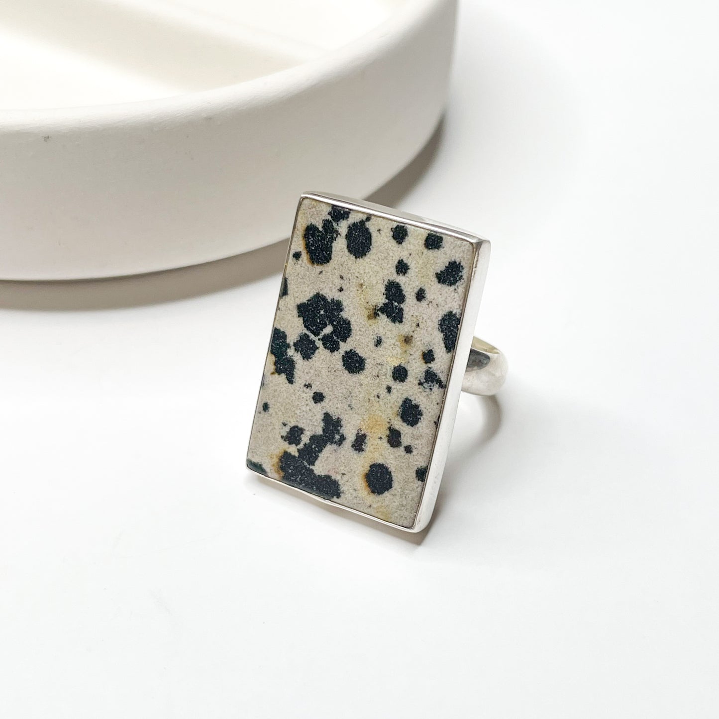 Dalmatian Jasper Ring - Solid Sterling Silver
