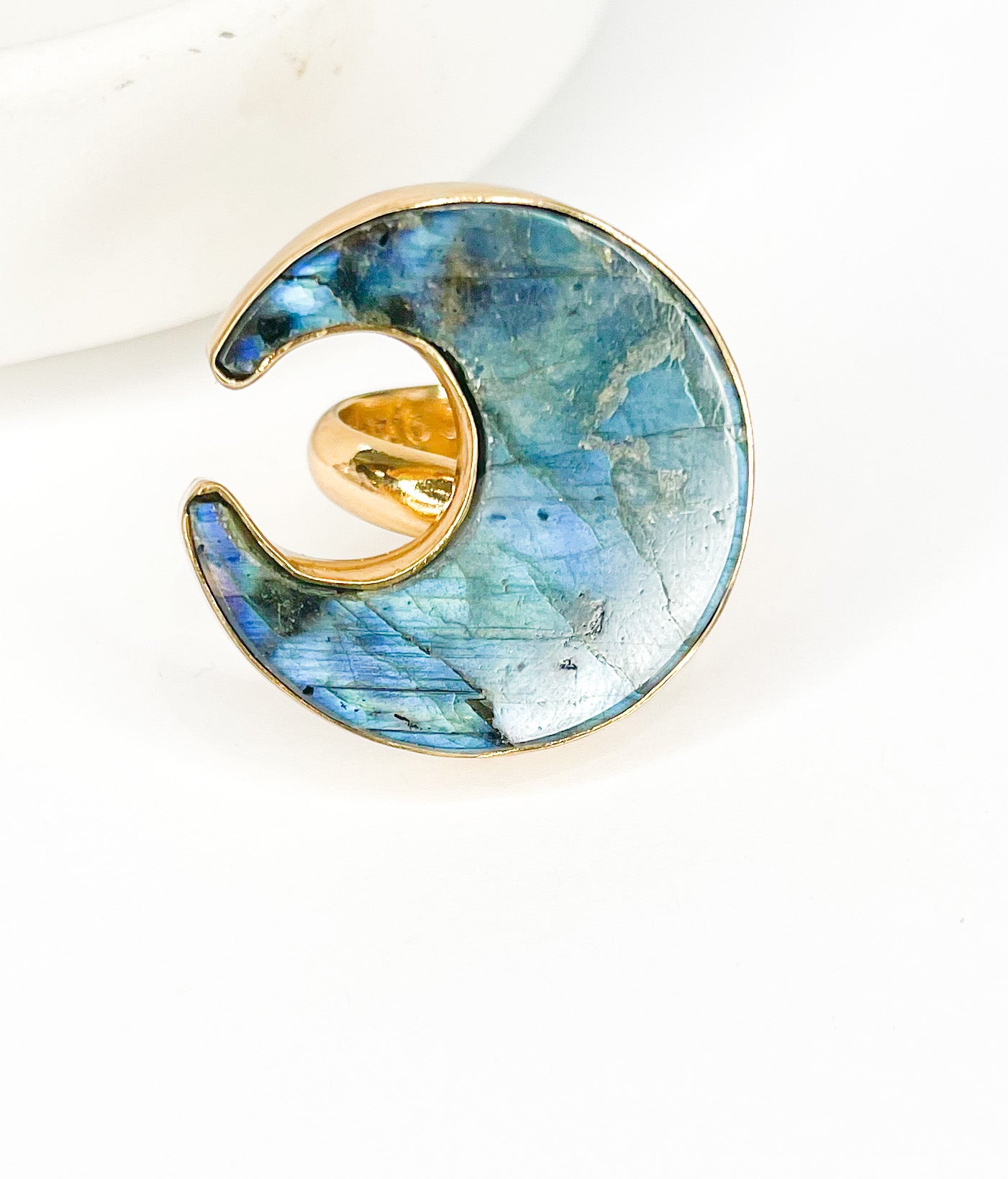 Labradorite Moon Adjustable Ring-Alchemia