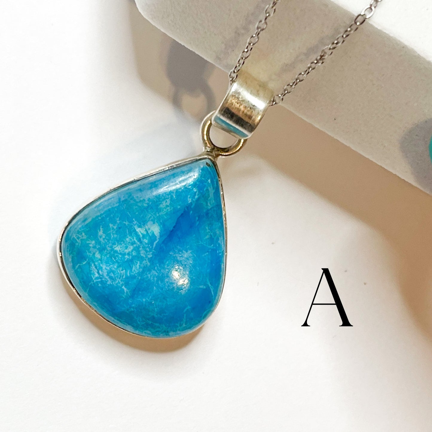 Blue Rainbow Moonstone Pendant - Solid Sterling Silver