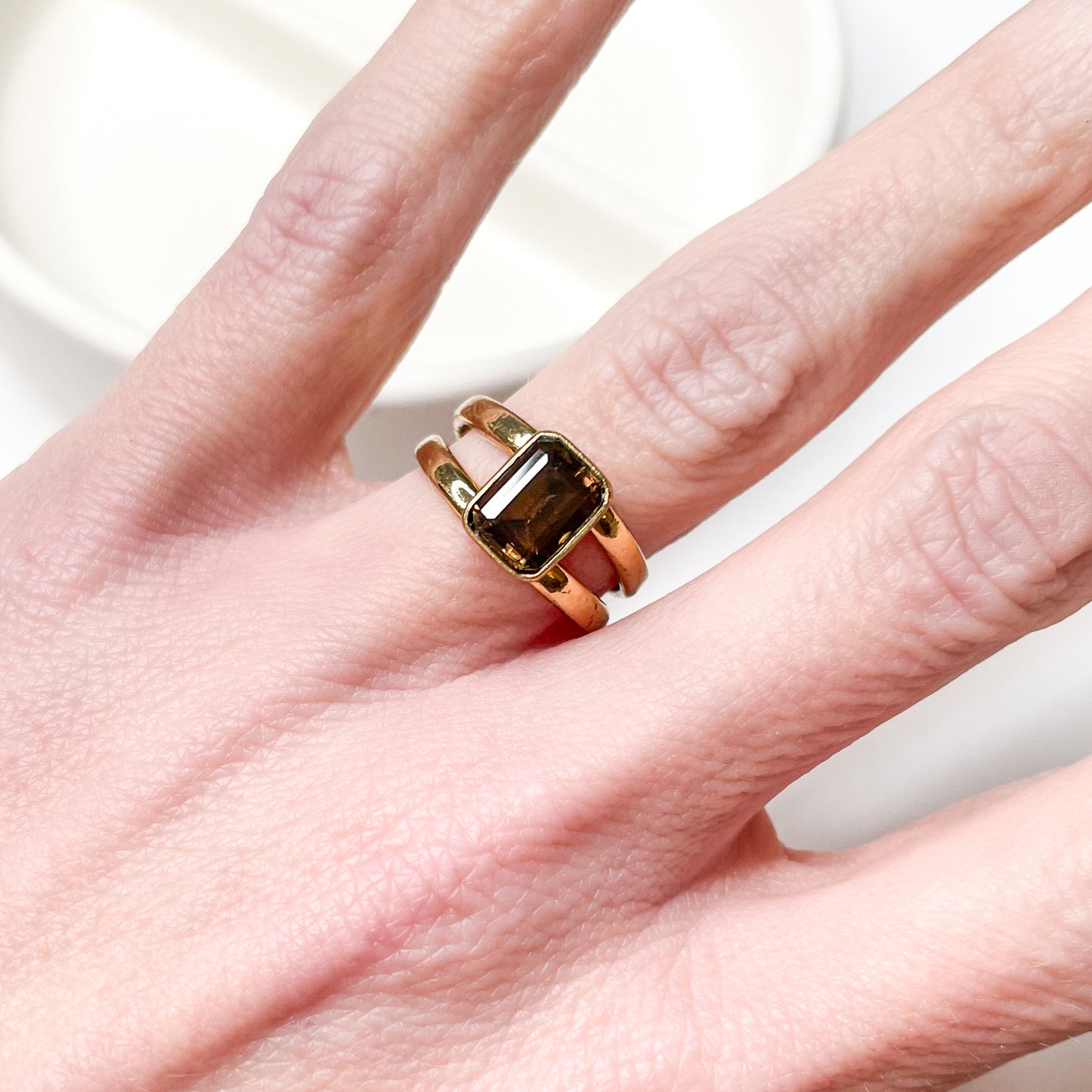 Smokey Quartz Double Band Ring - Alchemia