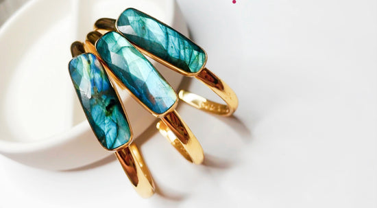 Labradorite Slim Bezel Prong Collection - Both Metals