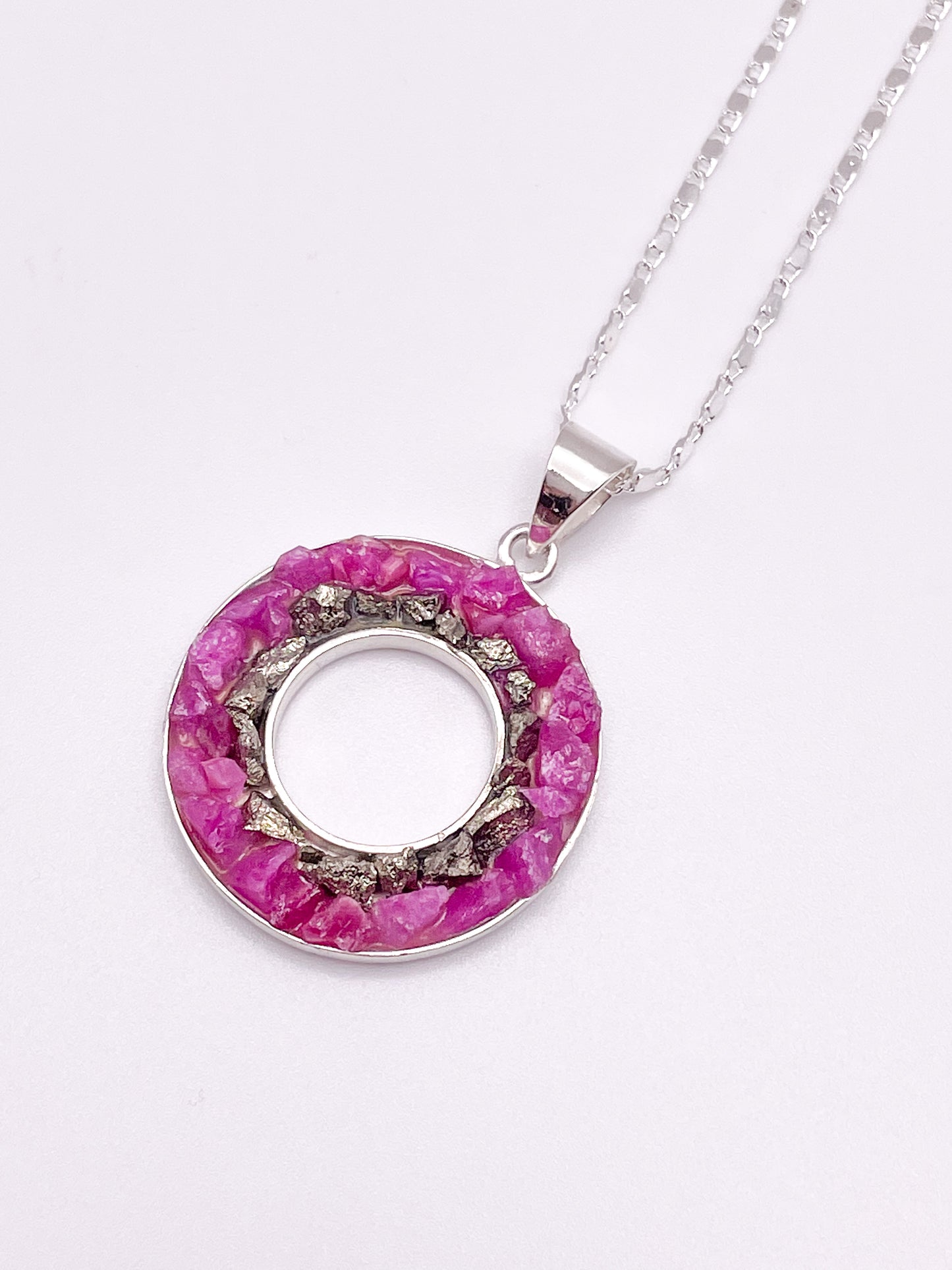 Tourmaline & Pyrite Pendant - Solid Sterling Silver