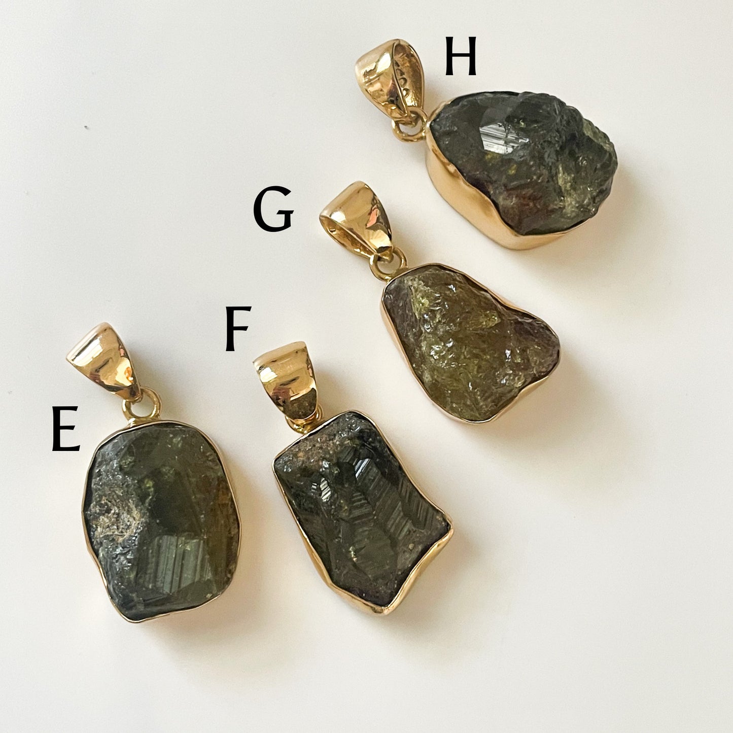Raw Green Garnet Pendant - Alchemia