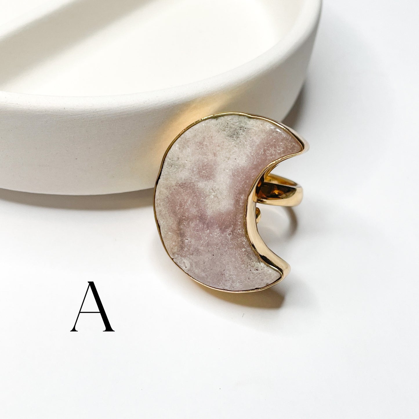 Pink Amethyst Moon Ring & Pendant- Alchemia