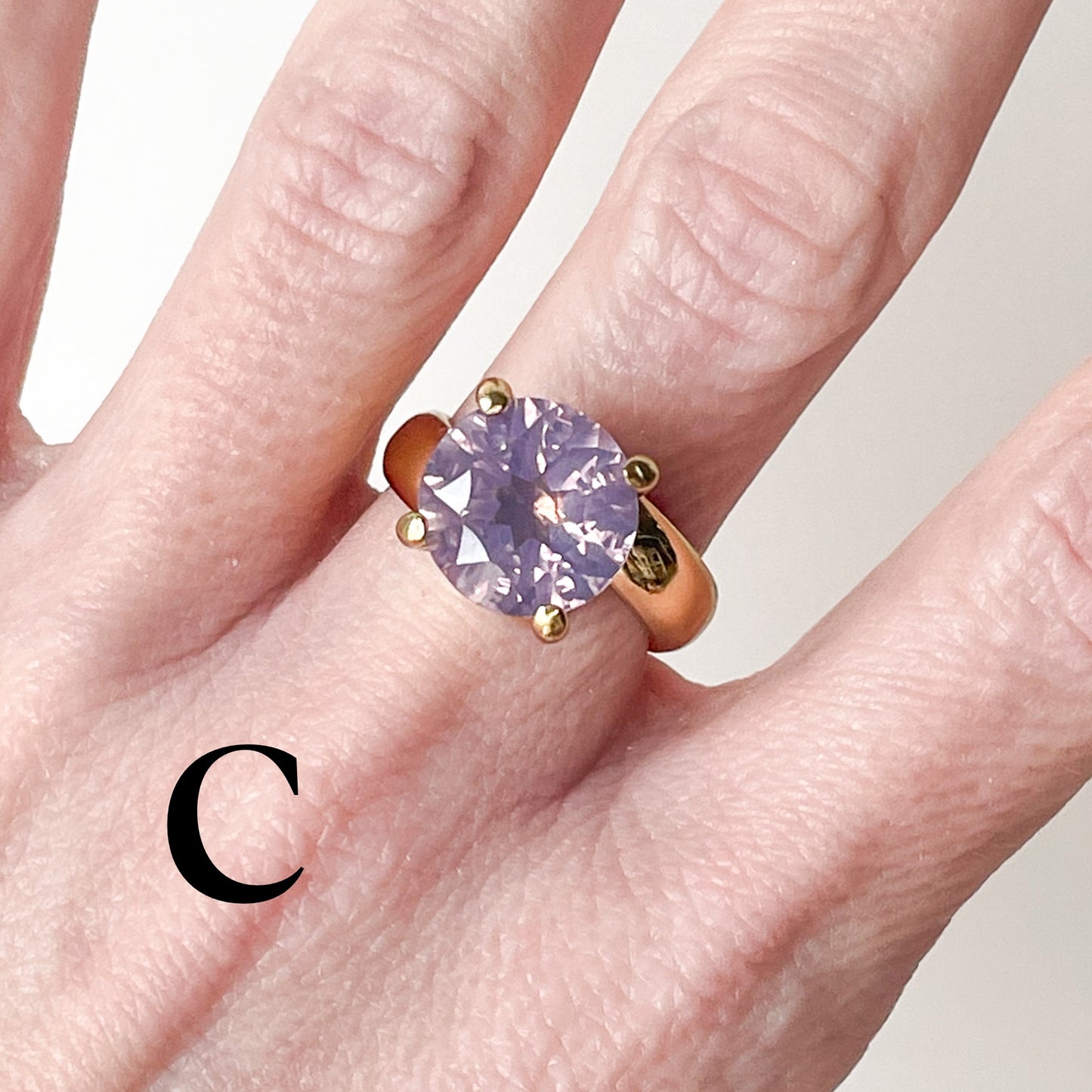 Lavender Quartz Crystal Prong Ring - Alchemia