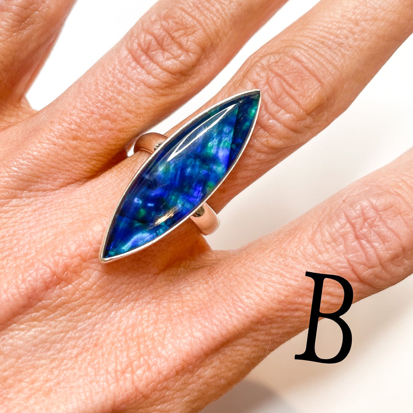 Ammonite Marquise Doublet Ring - Both Metals