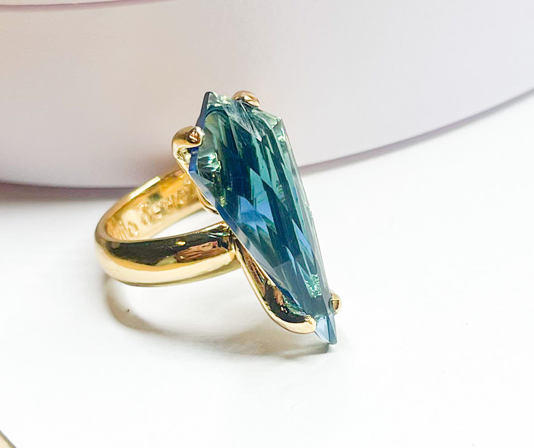 Gemstone Slender Kite Prong Ring - Both Metals