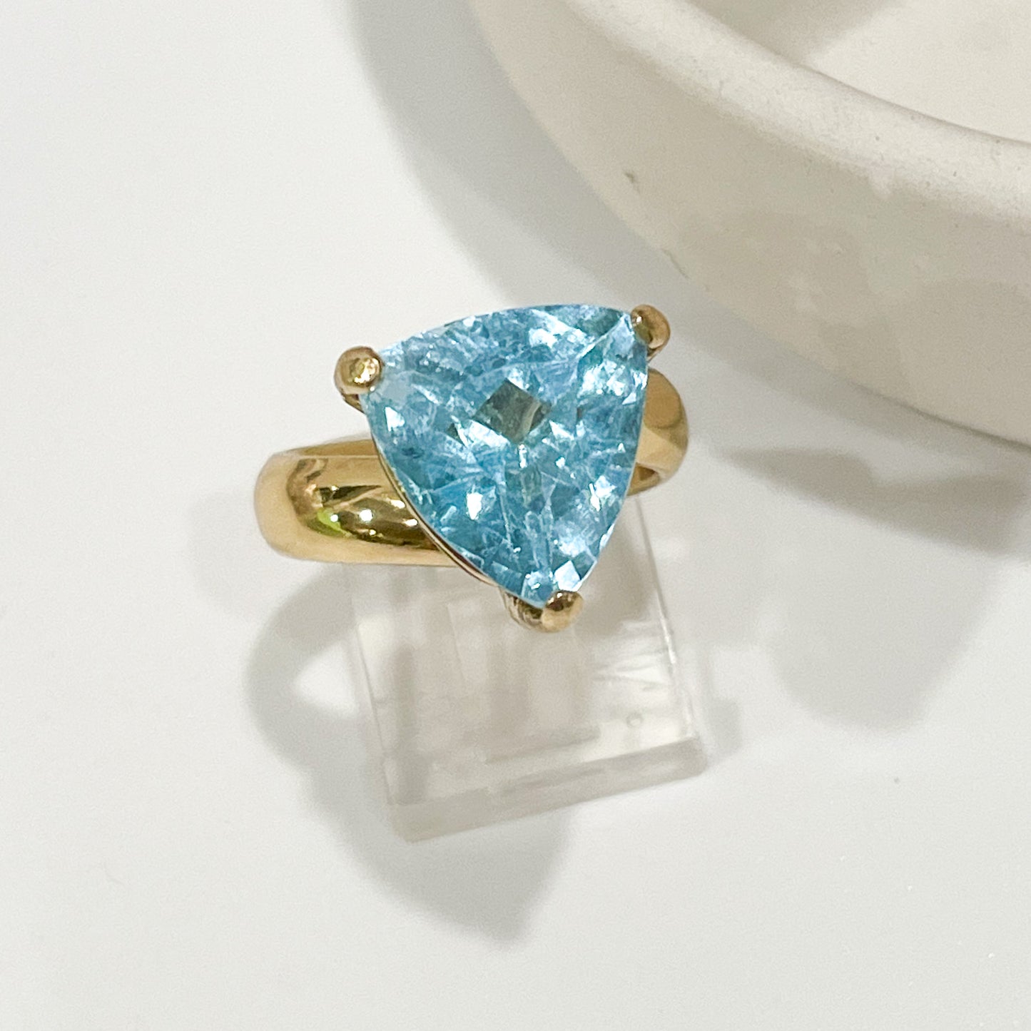 Blue Topaz Trillion Prong Ring - Alchemia