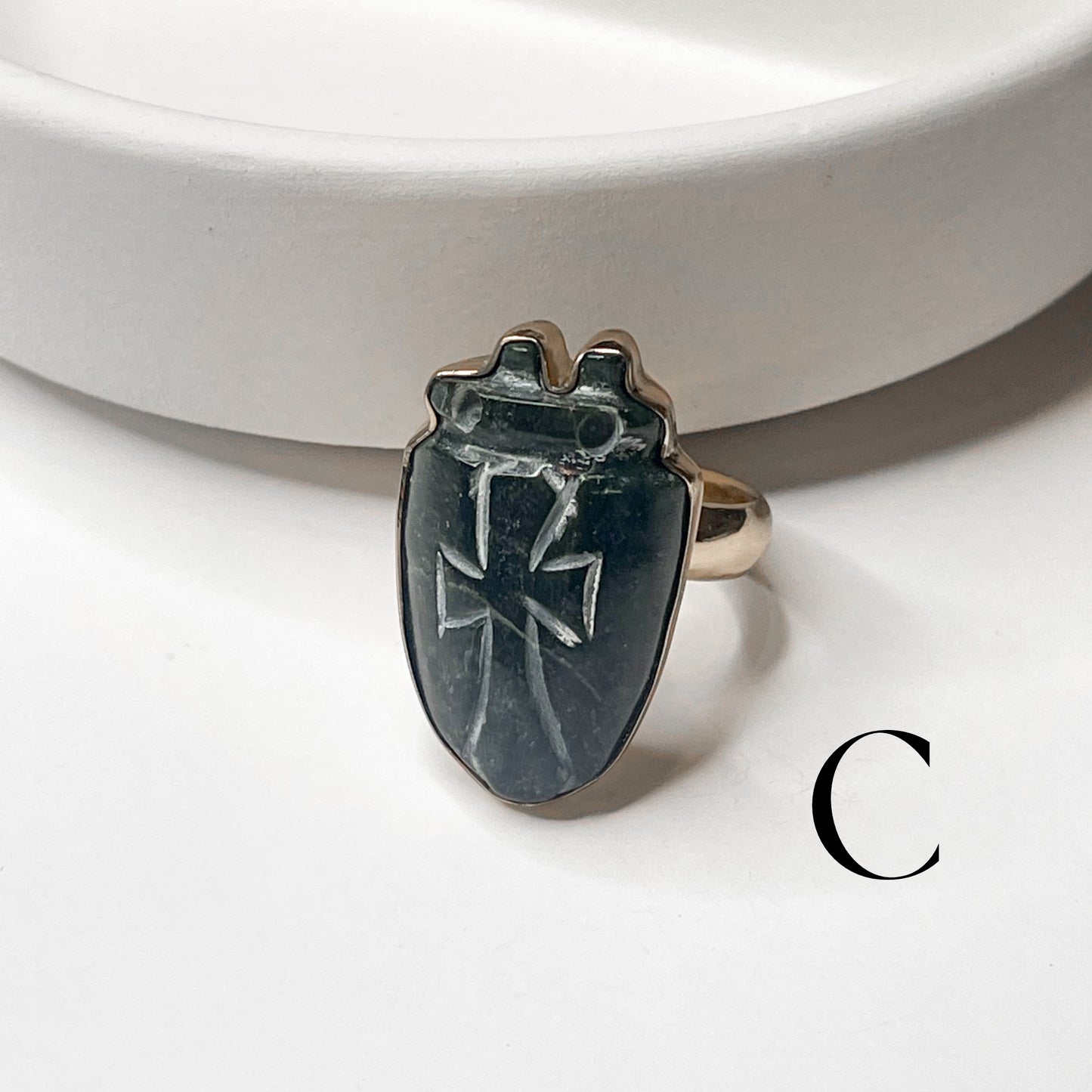 Gothic Stone Adjustable Ring - Alchemia Gold