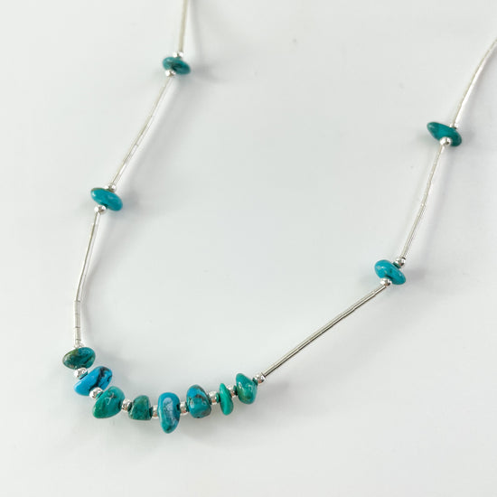 Vintage Natural Turquoise Gemstone Chips Beads Woven Band Necklace - Ruby  Lane