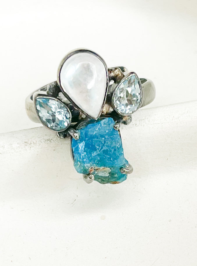 Rainbow Moonstone & Raw Multi Stone Collection - Solid Sterling Silver