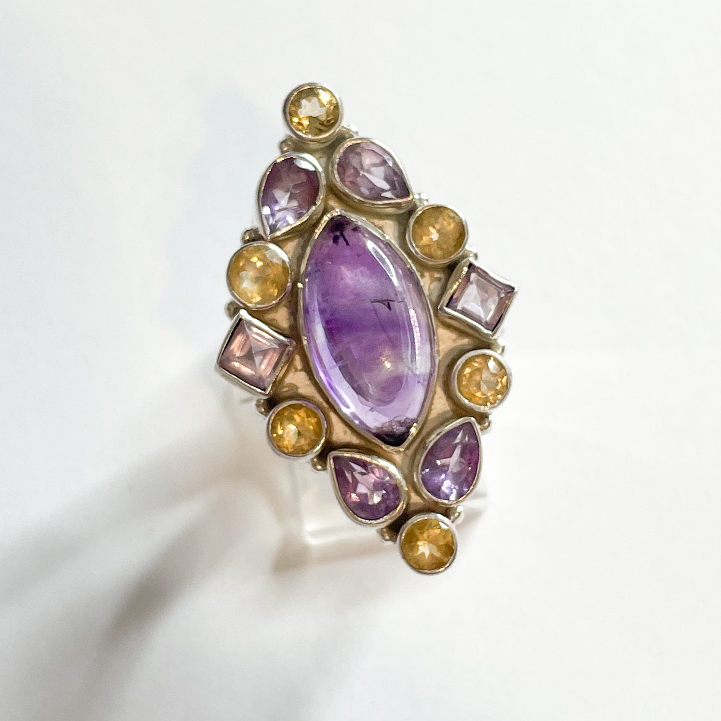 Diamond Shape Multi Stone Ring - SSS