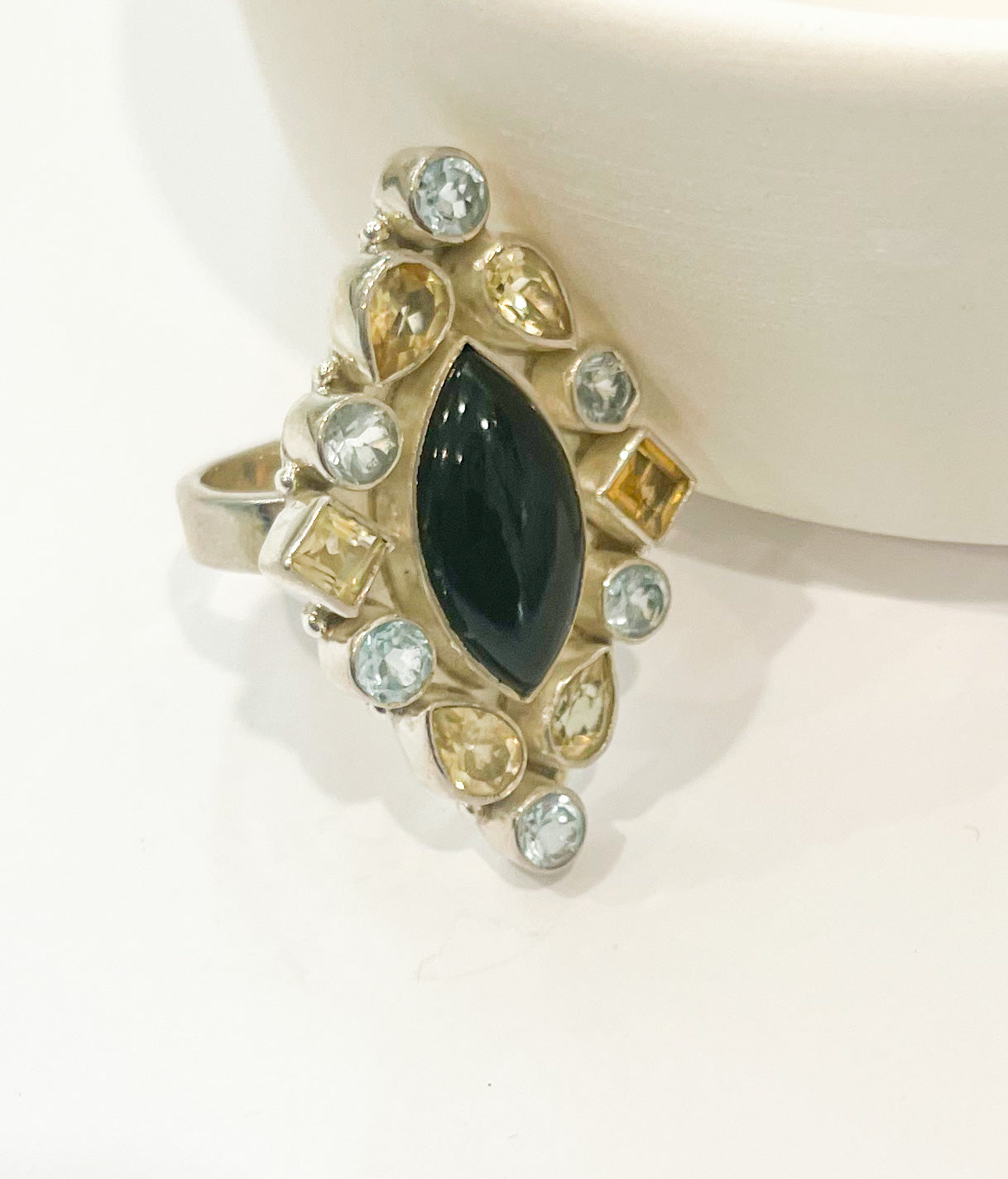 Diamond Shape Multi Stone Ring - SSS