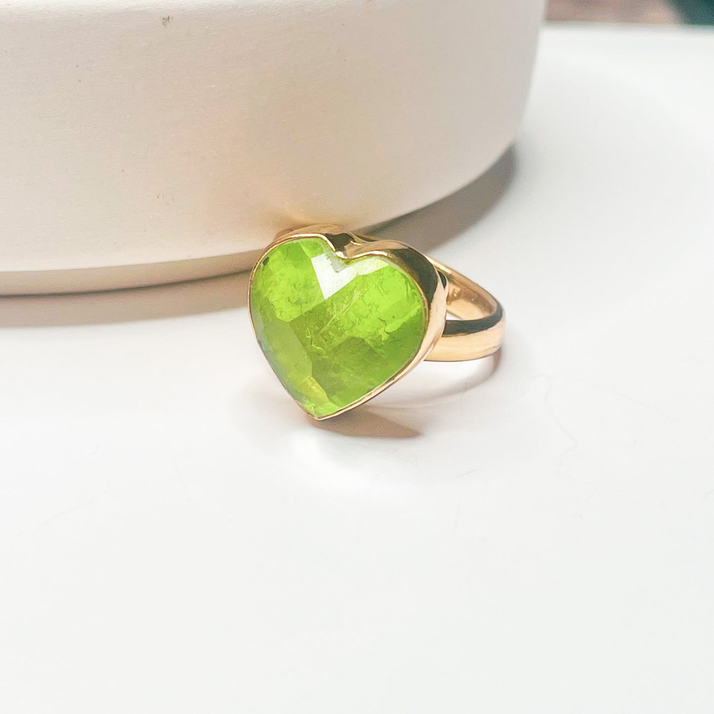 Green Resin Heart Ring - Alchemia Gold