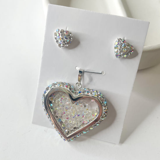 Mosiac 3-D Heart Set - Solid Sterling Silver