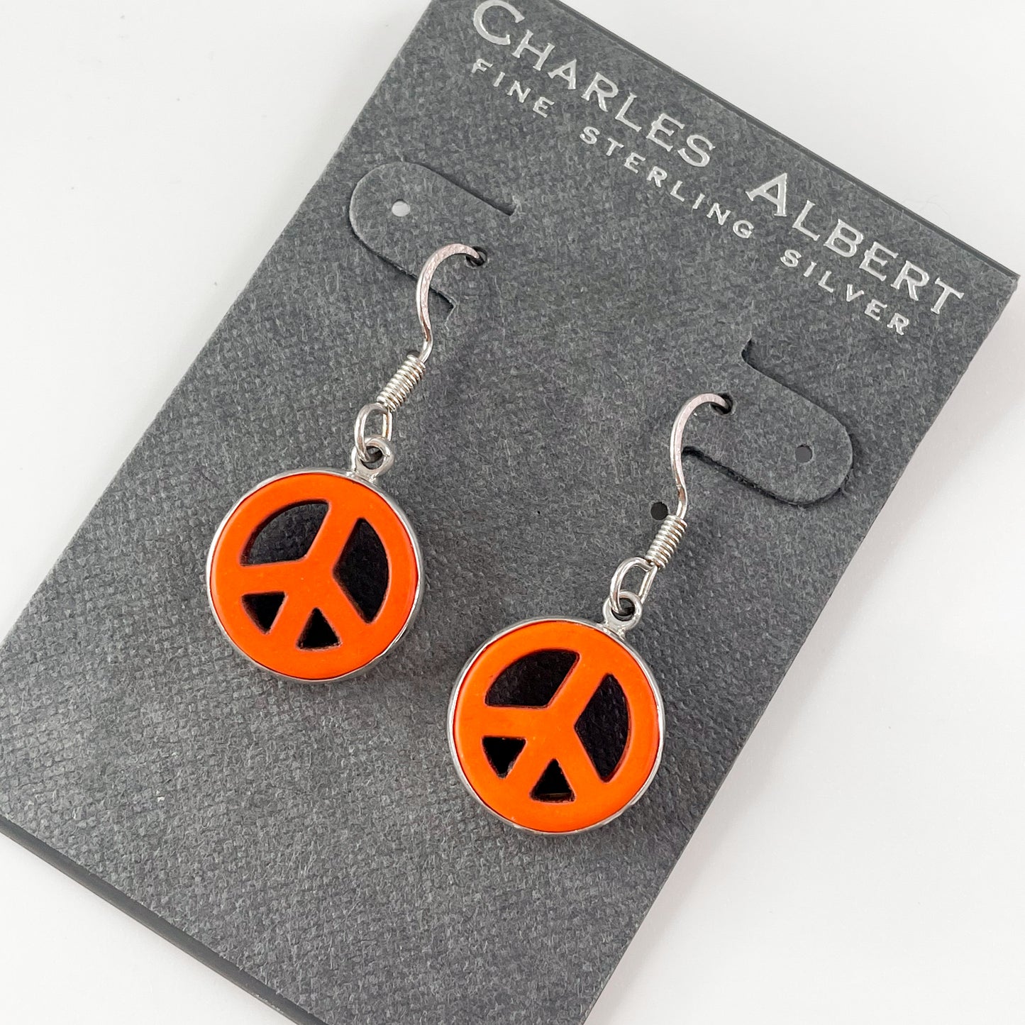 Orange Howlite Peace Sign Earring -  SSS