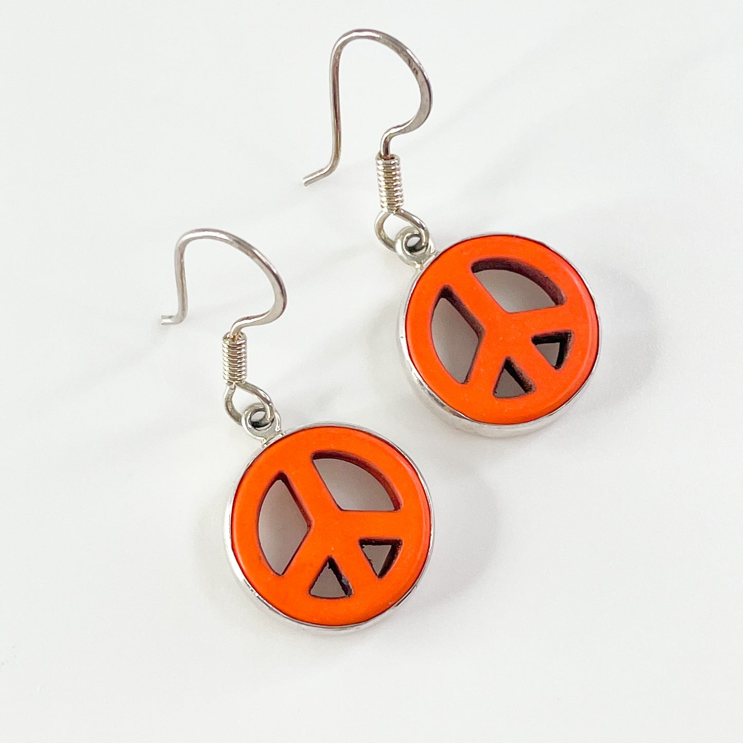 Orange Howlite Peace Sign Earring -  SSS
