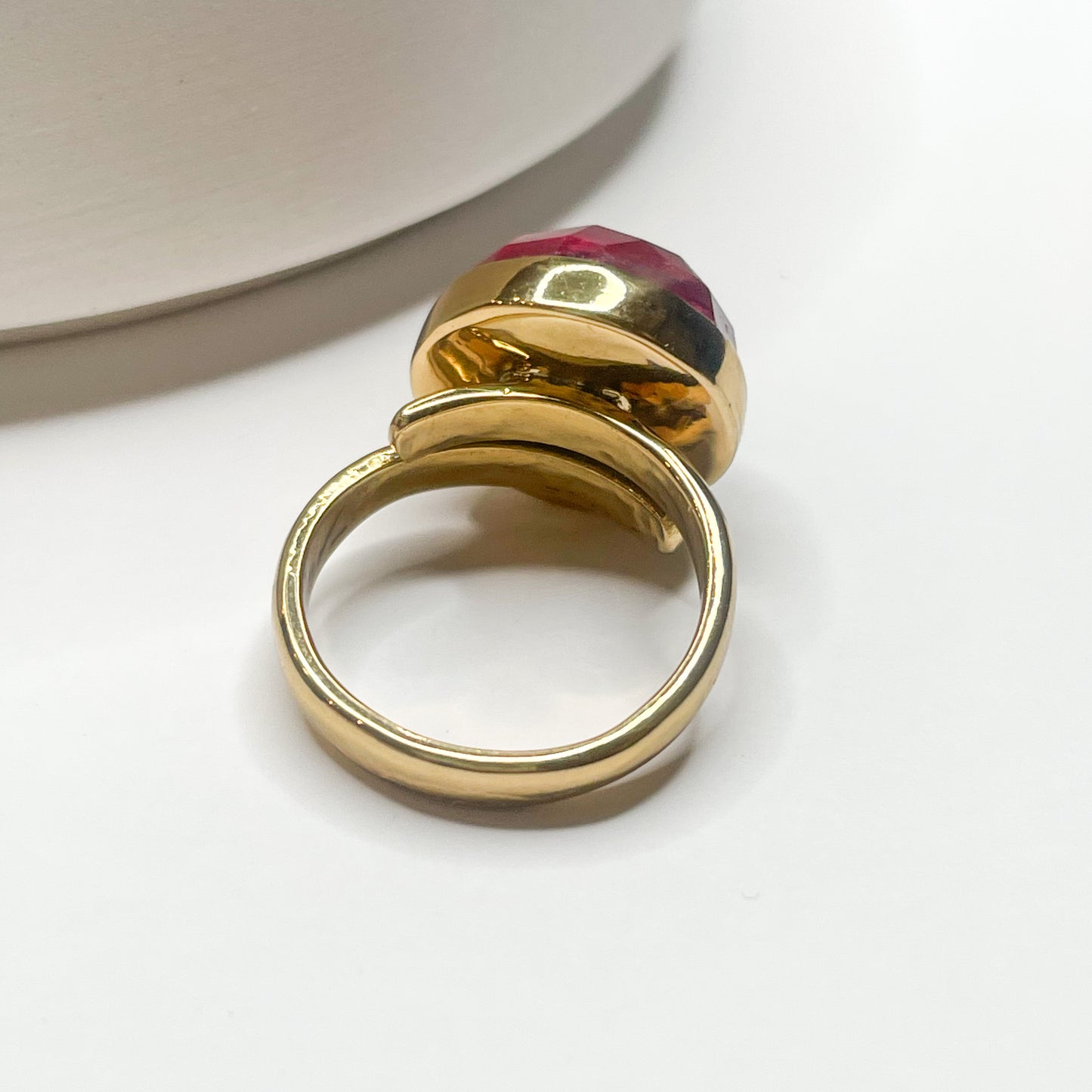 Ruby Quartz Faceted Adjustable Ring-Alchemia