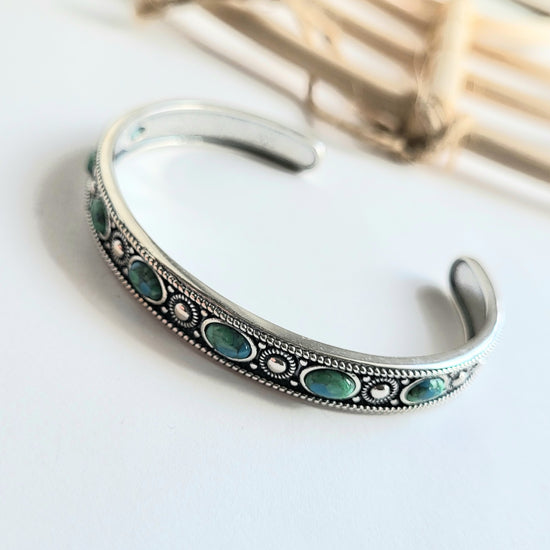 Turquoise Stud Cuff - Solid Sterling Silver