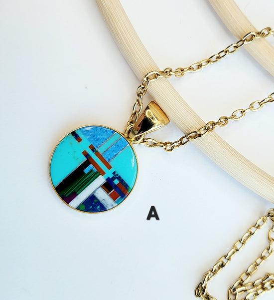 Load image into Gallery viewer, Mosaic Turquoise Pendant- Alchemia
