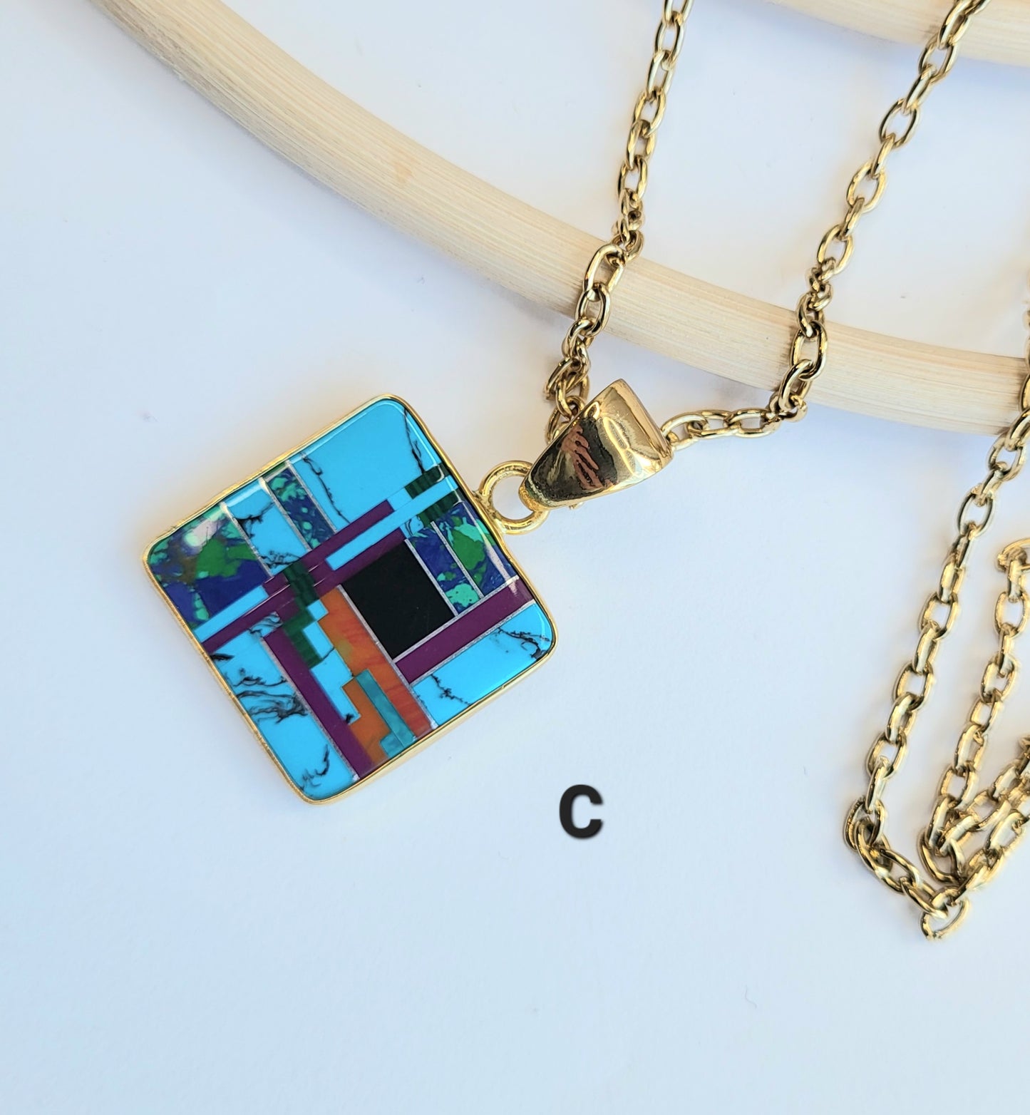 Blue Turquoise Inlay Side Set Ring & Pendant - Alchemia