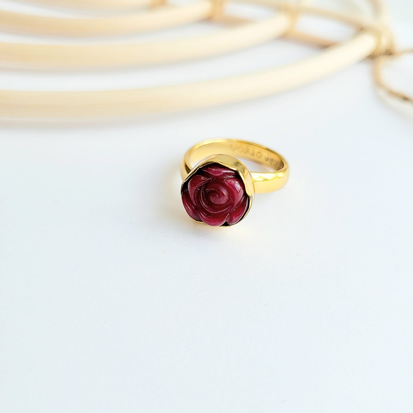 Ruby Quartz Rose Ring - Both Metals