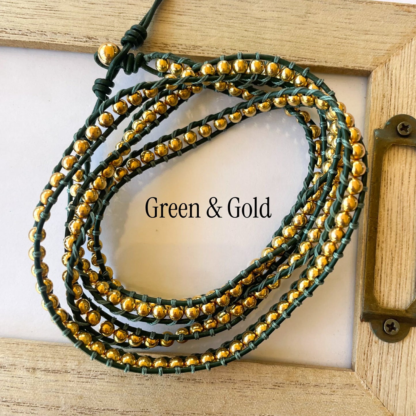 Leather Wrap w/ Sterling Silver 18k Plate Balls