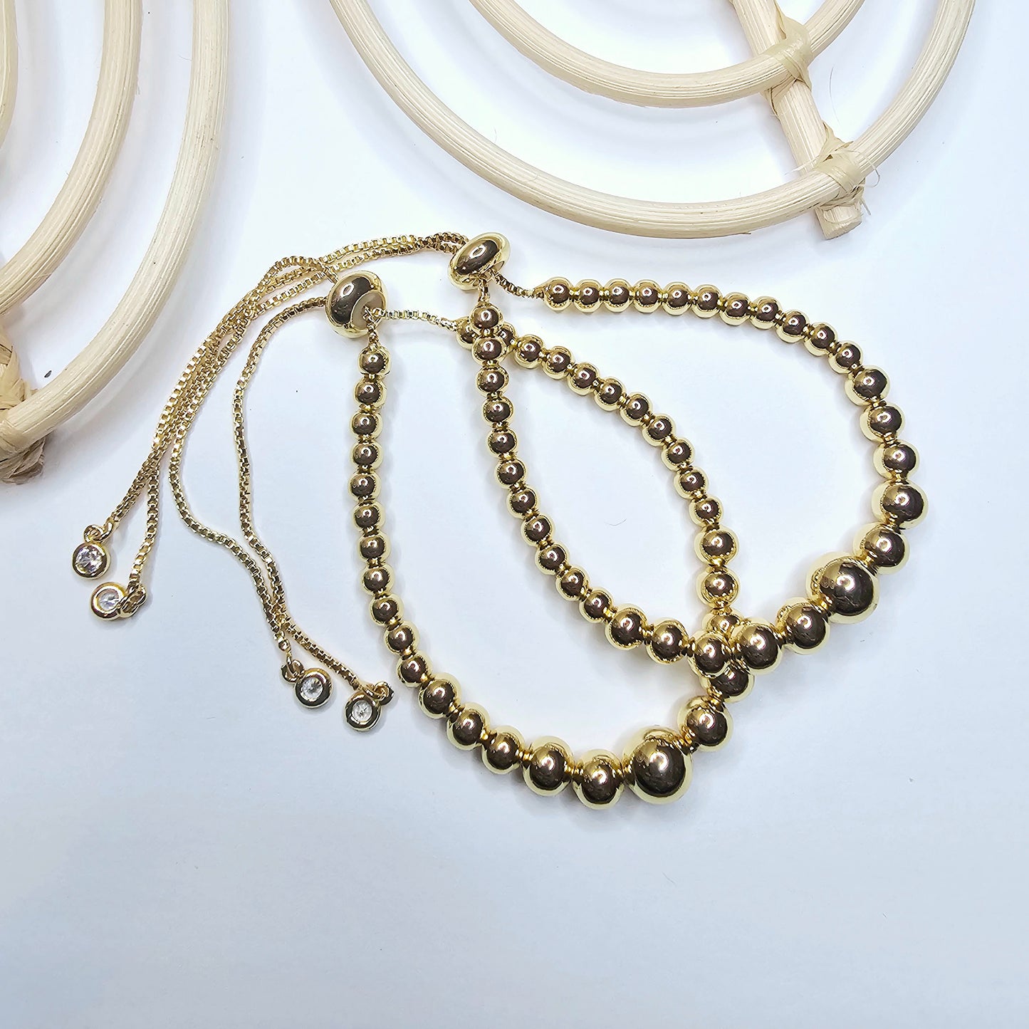 Ascending Ball Bolo Adjustable Bracelet - 18k Gold Filled