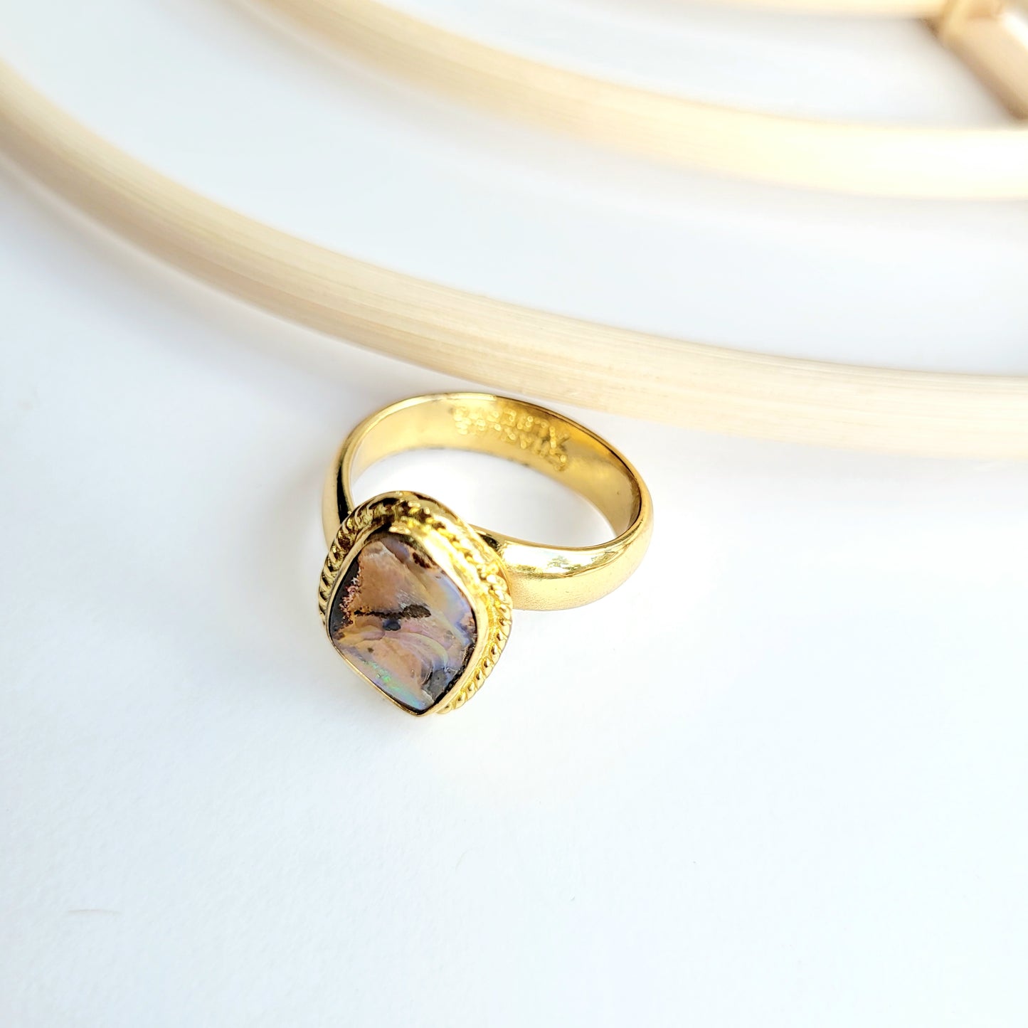 Dainty Boulder Opal Ring - Alchemia