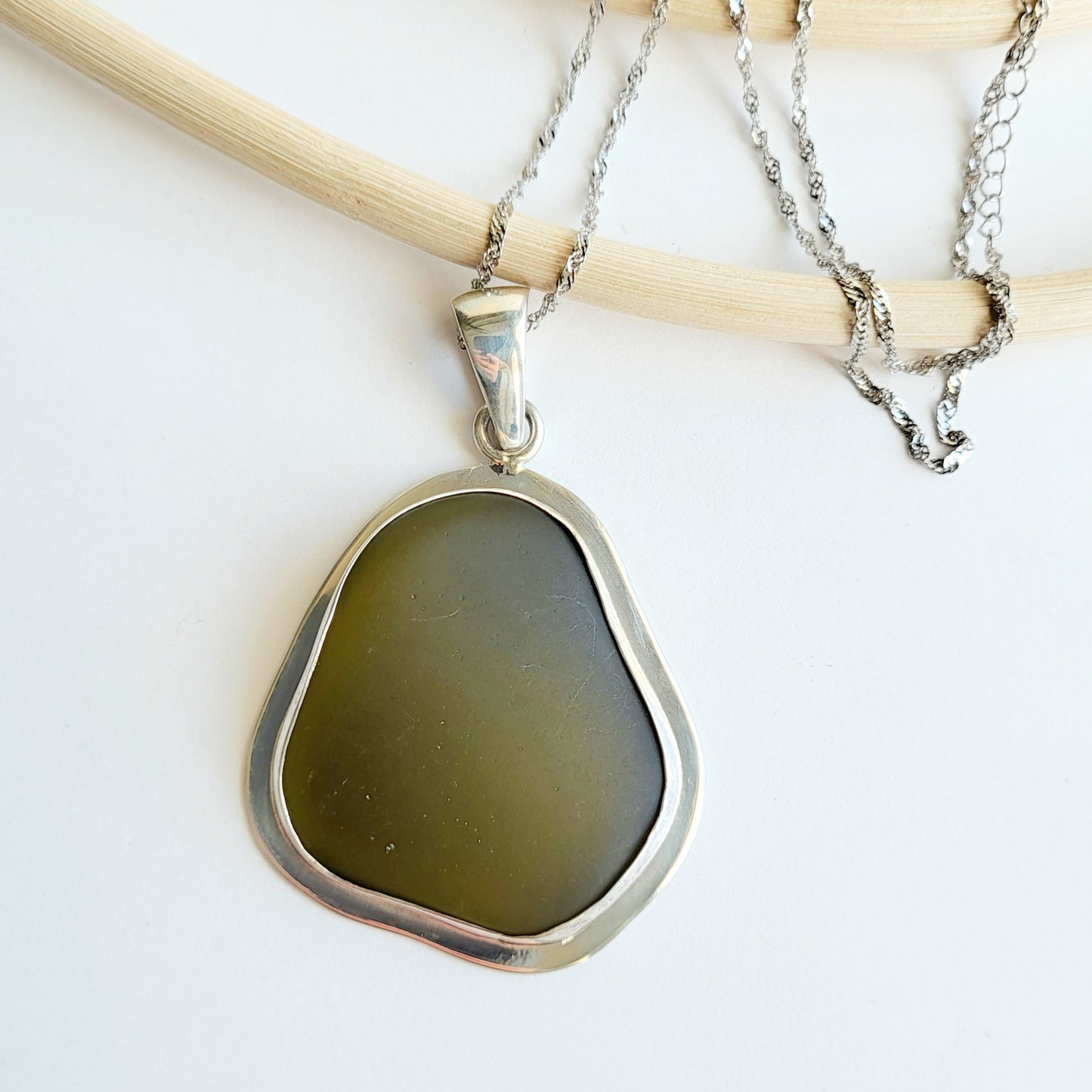 Load image into Gallery viewer, Large Yellow Beach Glass Pendant - Solid Sterling Silver
