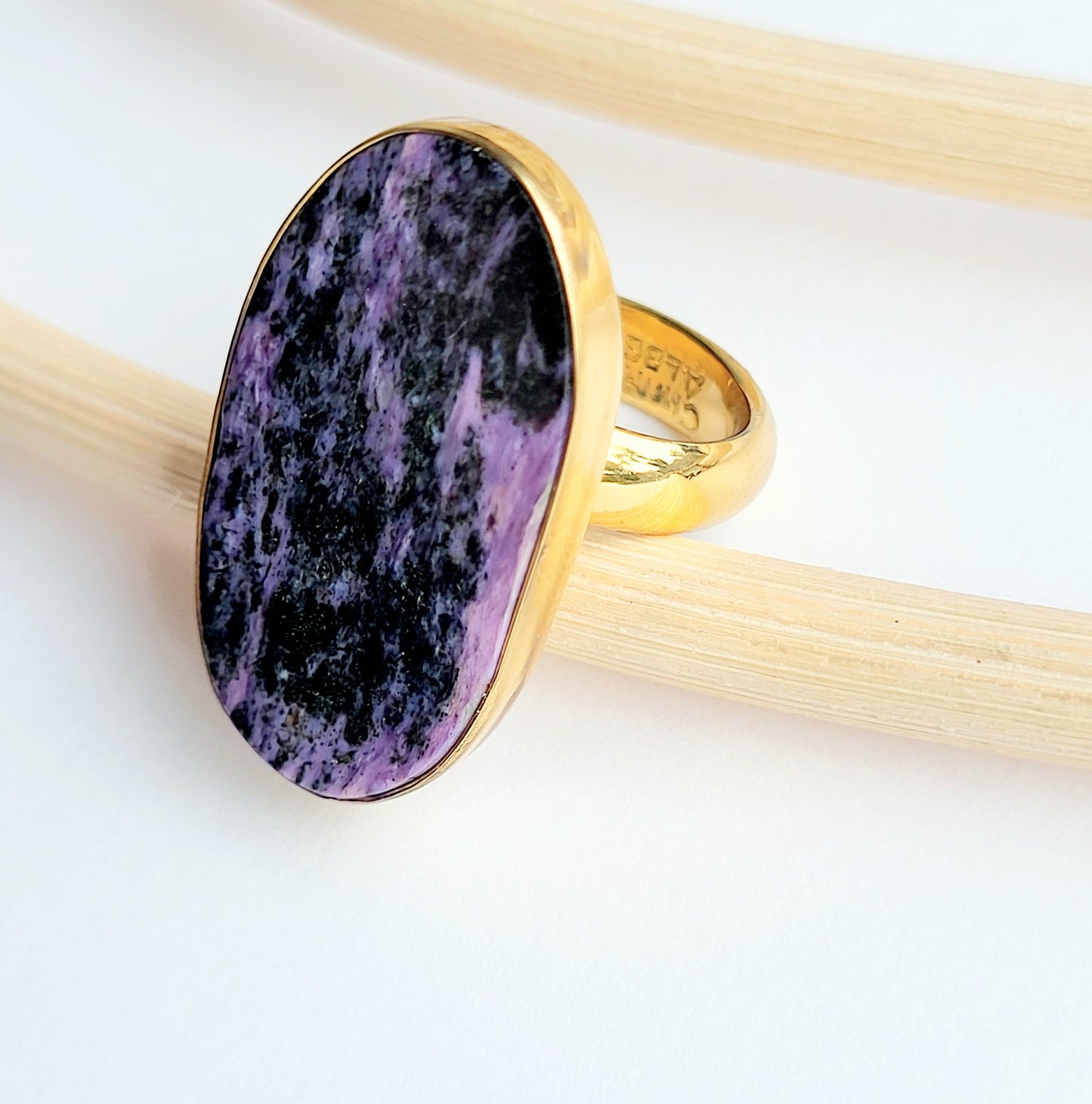Charoite Flat Oval Ring - Alchemia