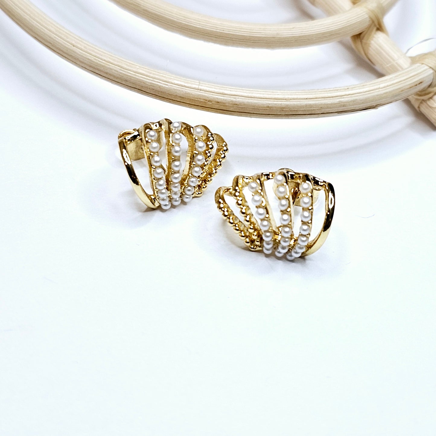 Ear Wrap Pearl Studs - 18k Gold Filled