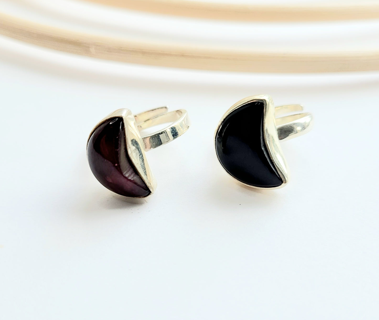 Dainty Crescent Moon Ring - Solid Sterling Silver