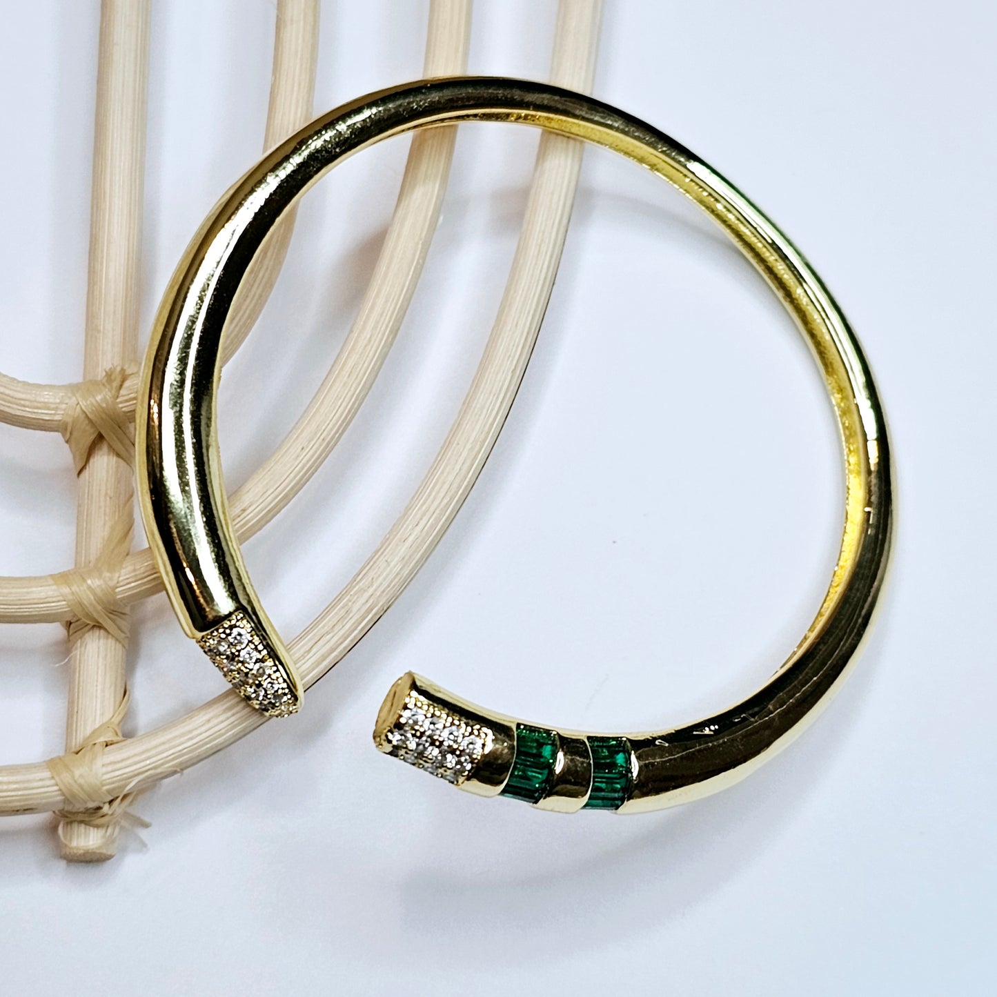 Nail Emerald CZ Cuff - 18k Gold Filled