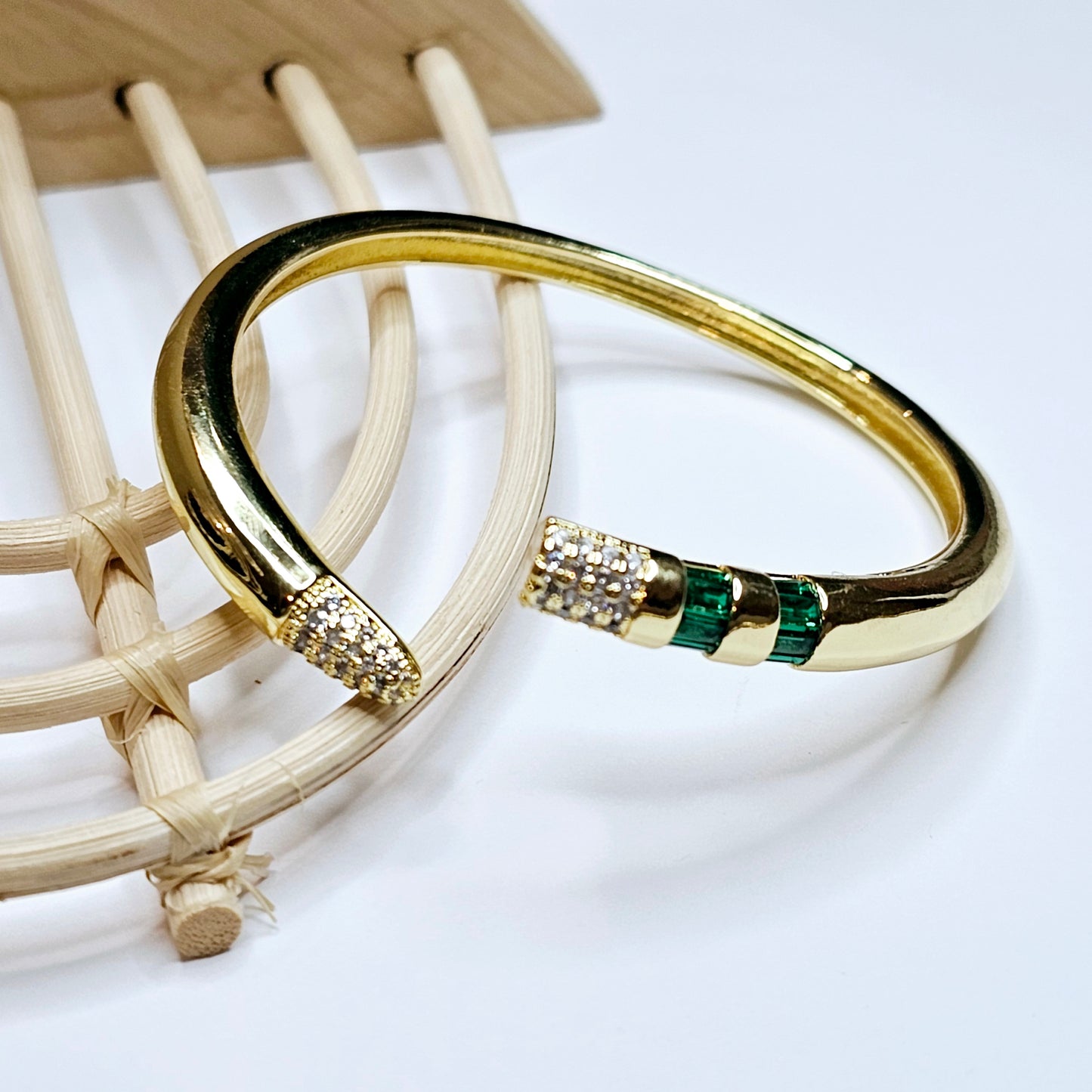 Nail Emerald CZ Cuff - 18k Gold Filled