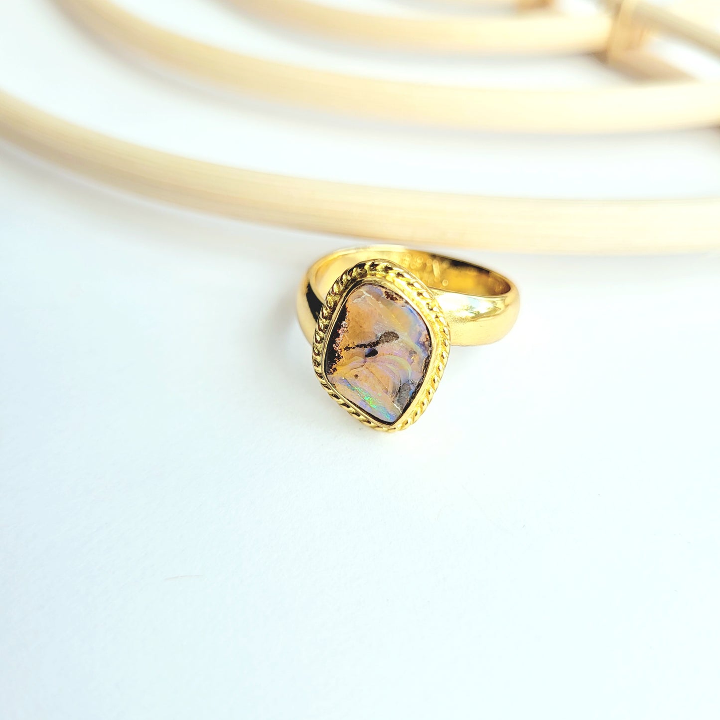 Dainty Boulder Opal Ring - Alchemia