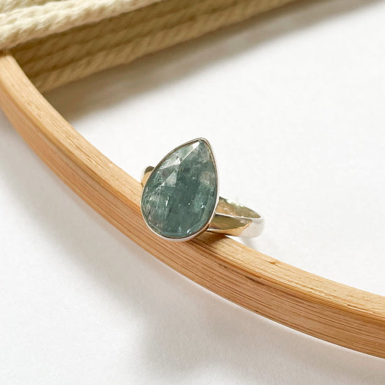 Teal Aquamarine Kyanite Ring - Solid Sterling Silver & Alchemia