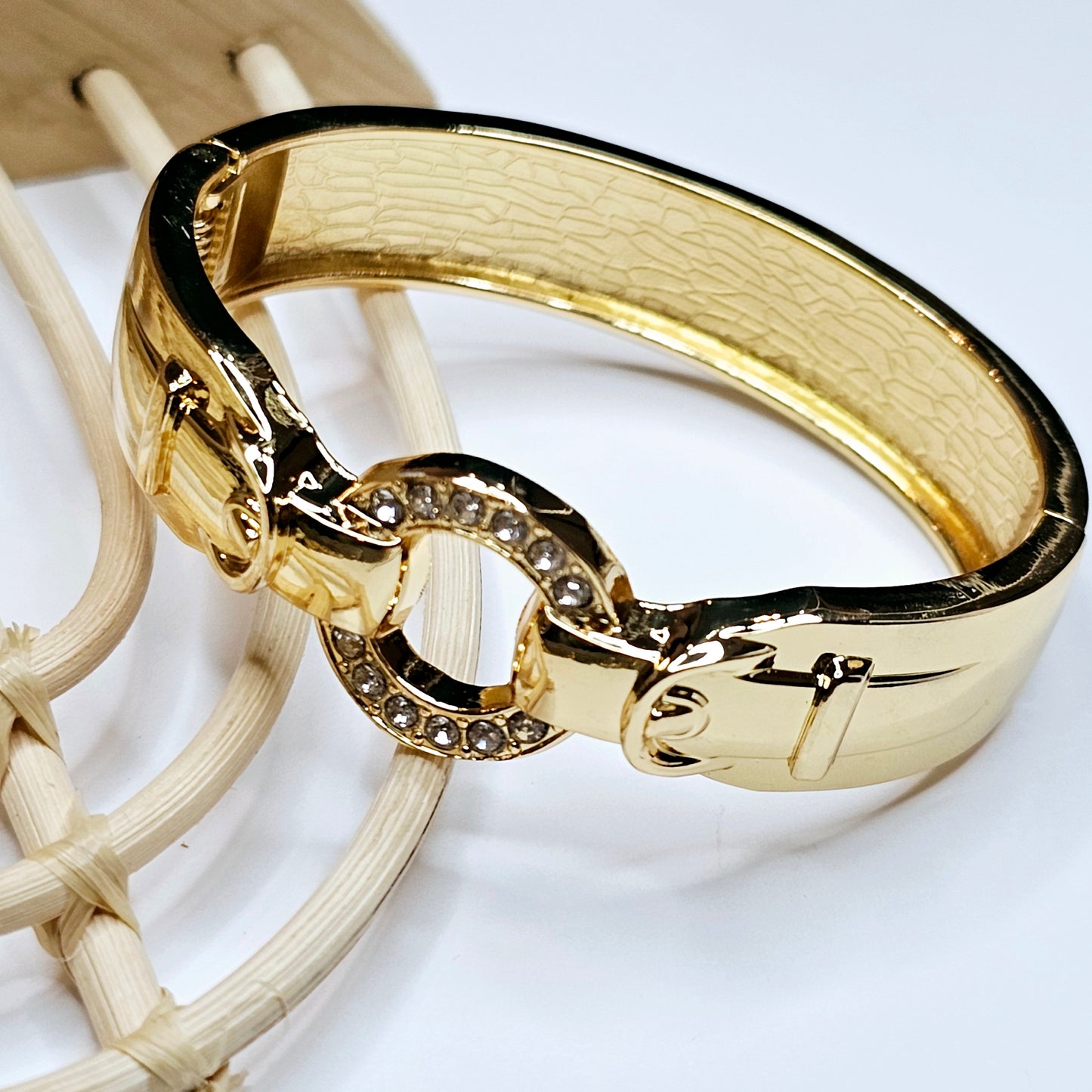 Buckle and Round CZ Bangle - 18k Gold Filled