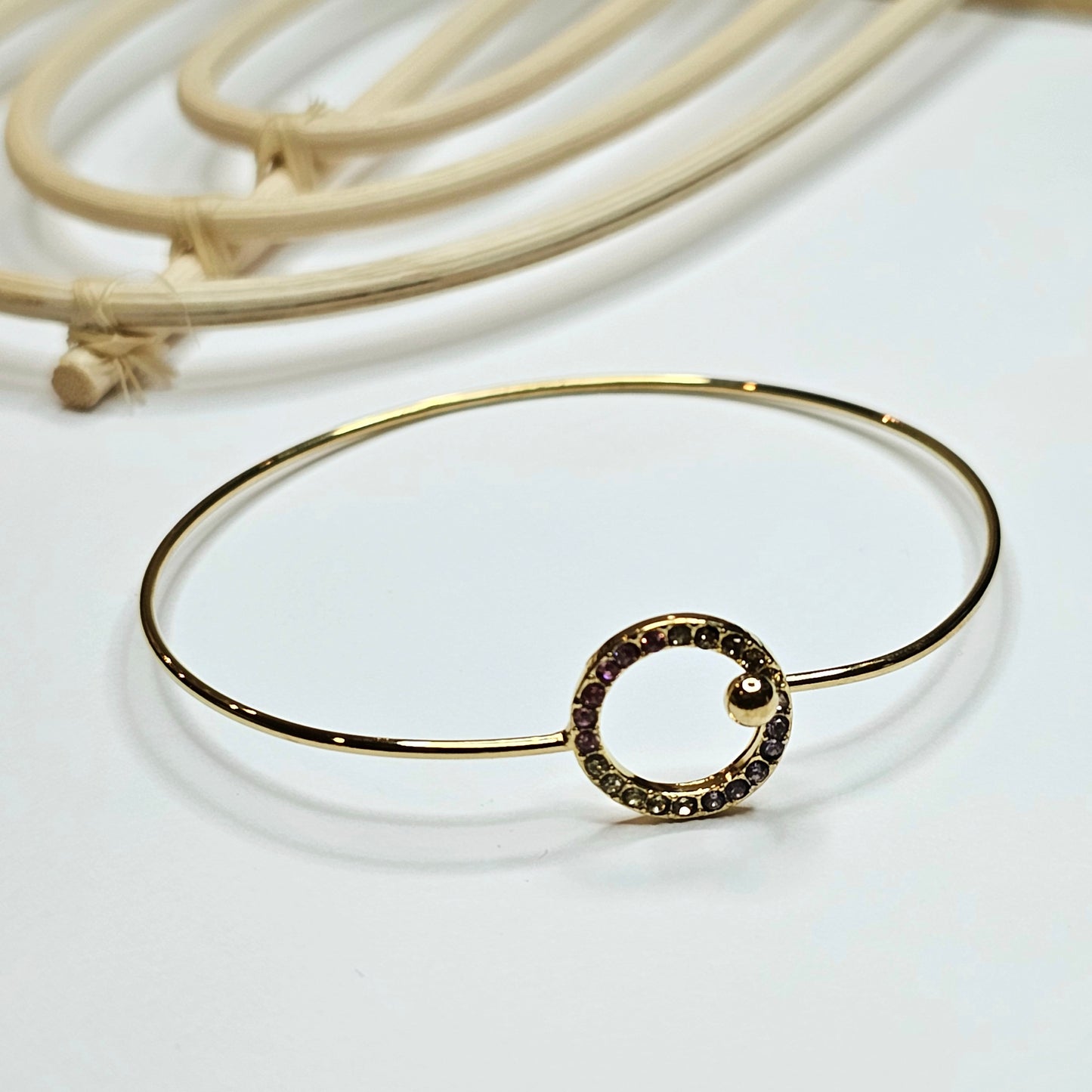 Dainty Multi CZ Circle & Ball Closure Bangle - 18k Gold Filled