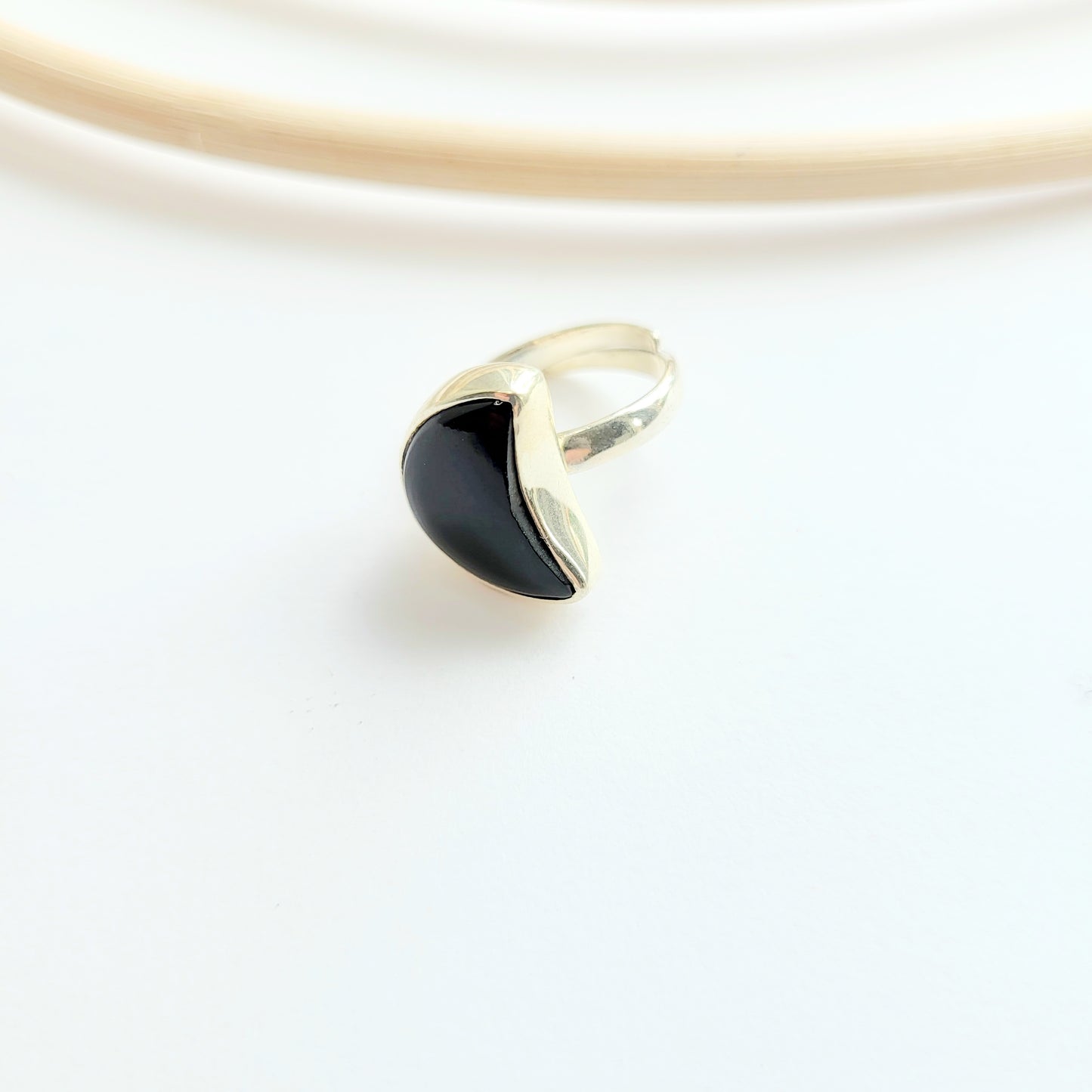 Dainty Crescent Moon Ring - Solid Sterling Silver