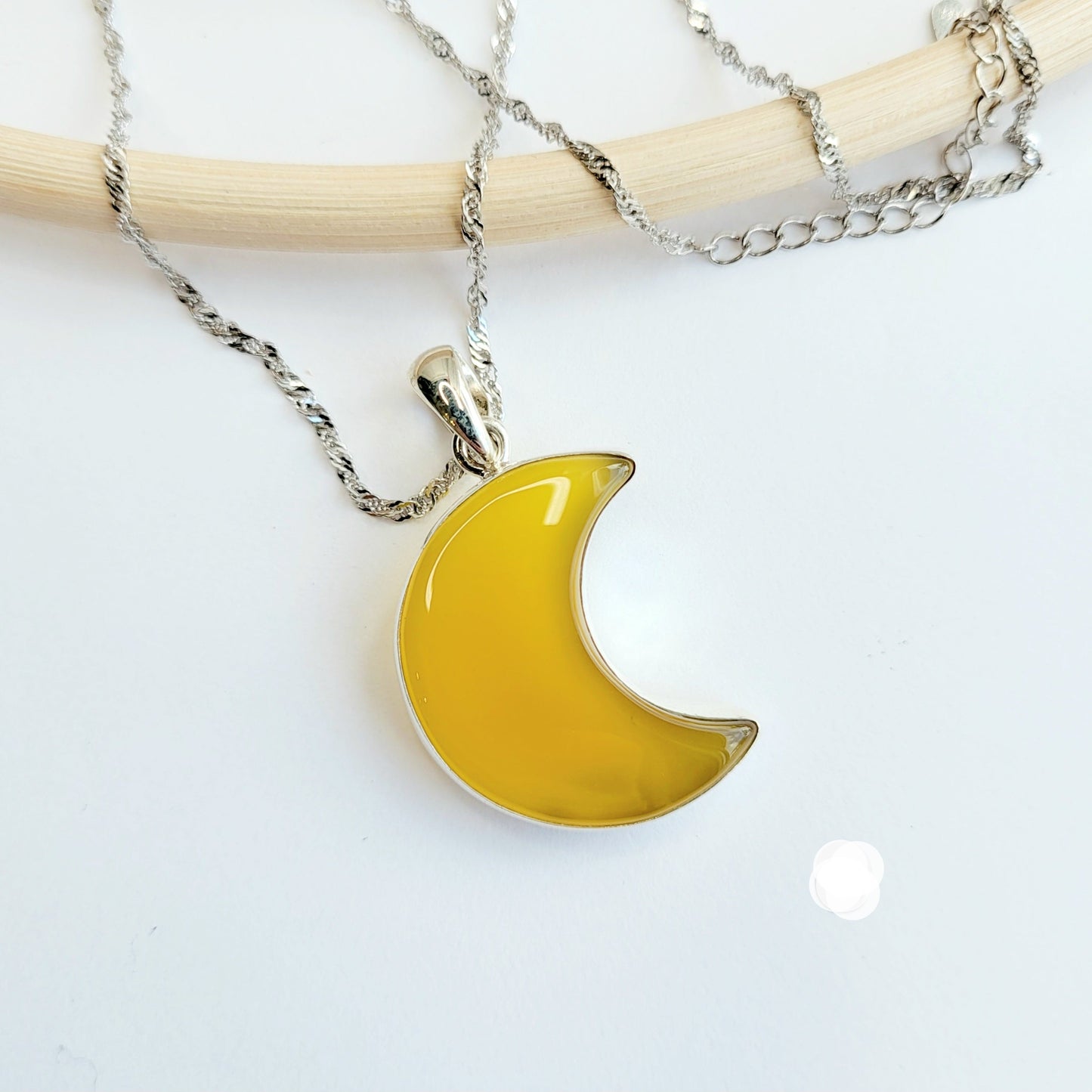 Yellow Chalcedony Onyx Moon Pendant - Alchemia