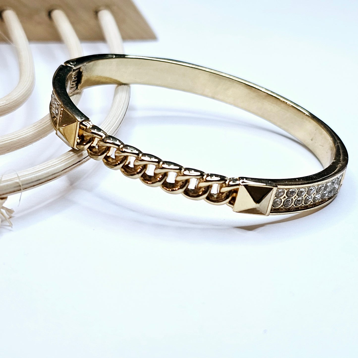 Pyramid Spike Chain Link Bangle - 18k Gold Filled