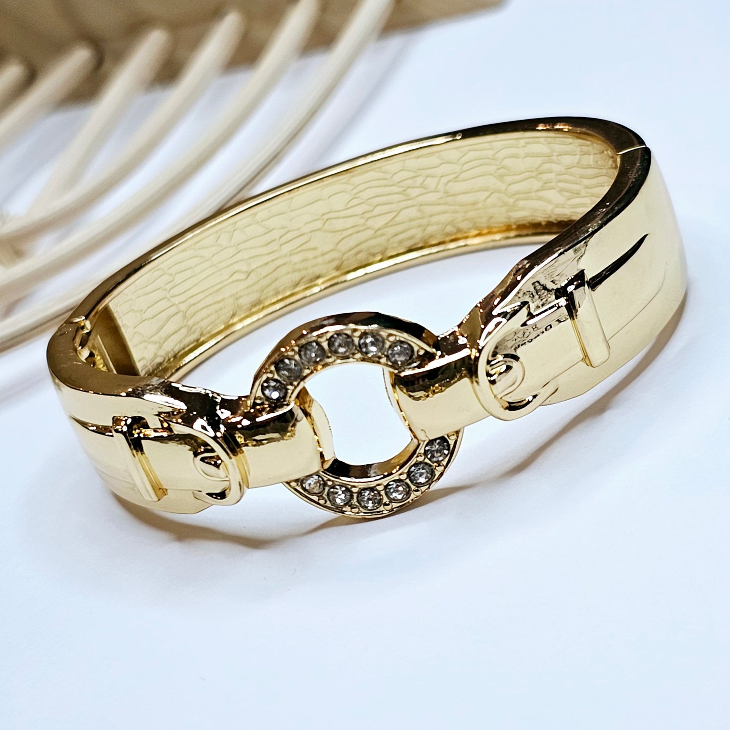 Buckle and Round CZ Bangle - 18k Gold Filled