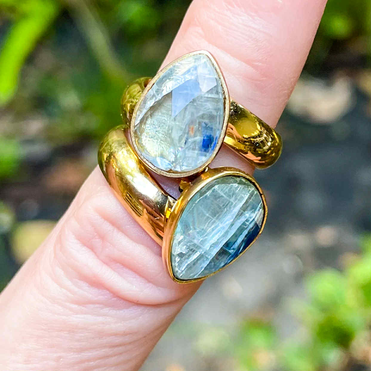 Blue Kyanite Ring - Both Metals