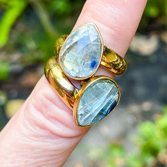 Blue Kyanite Ring - Both Metals
