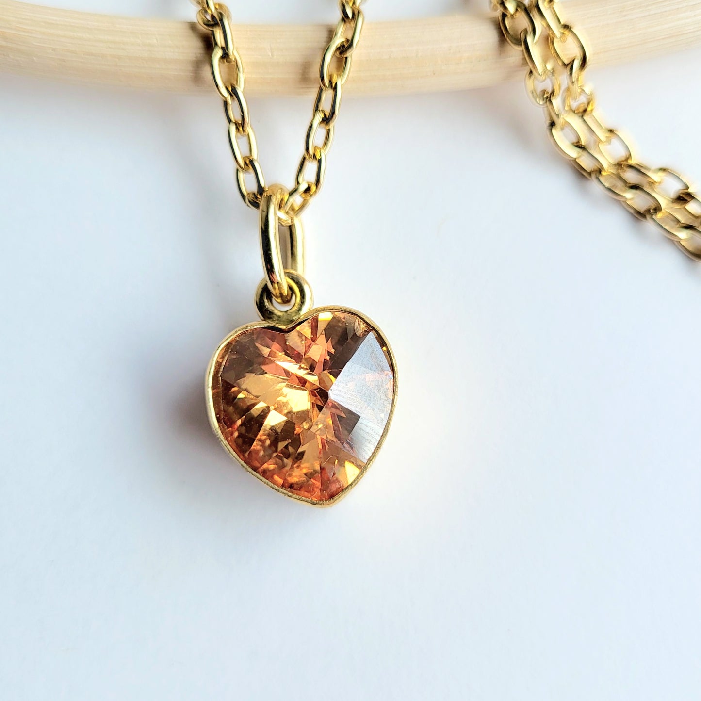 Champagne CZ Heart Pendant - Alchemia