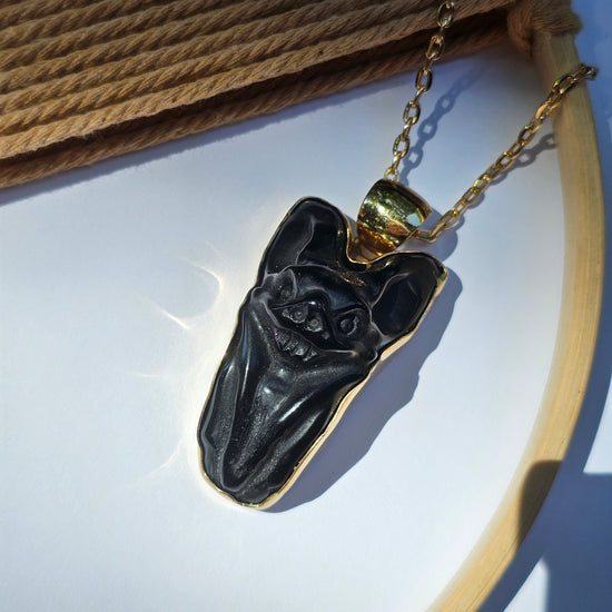 Black Obsidian Bat Statement Pendant - Alchemia