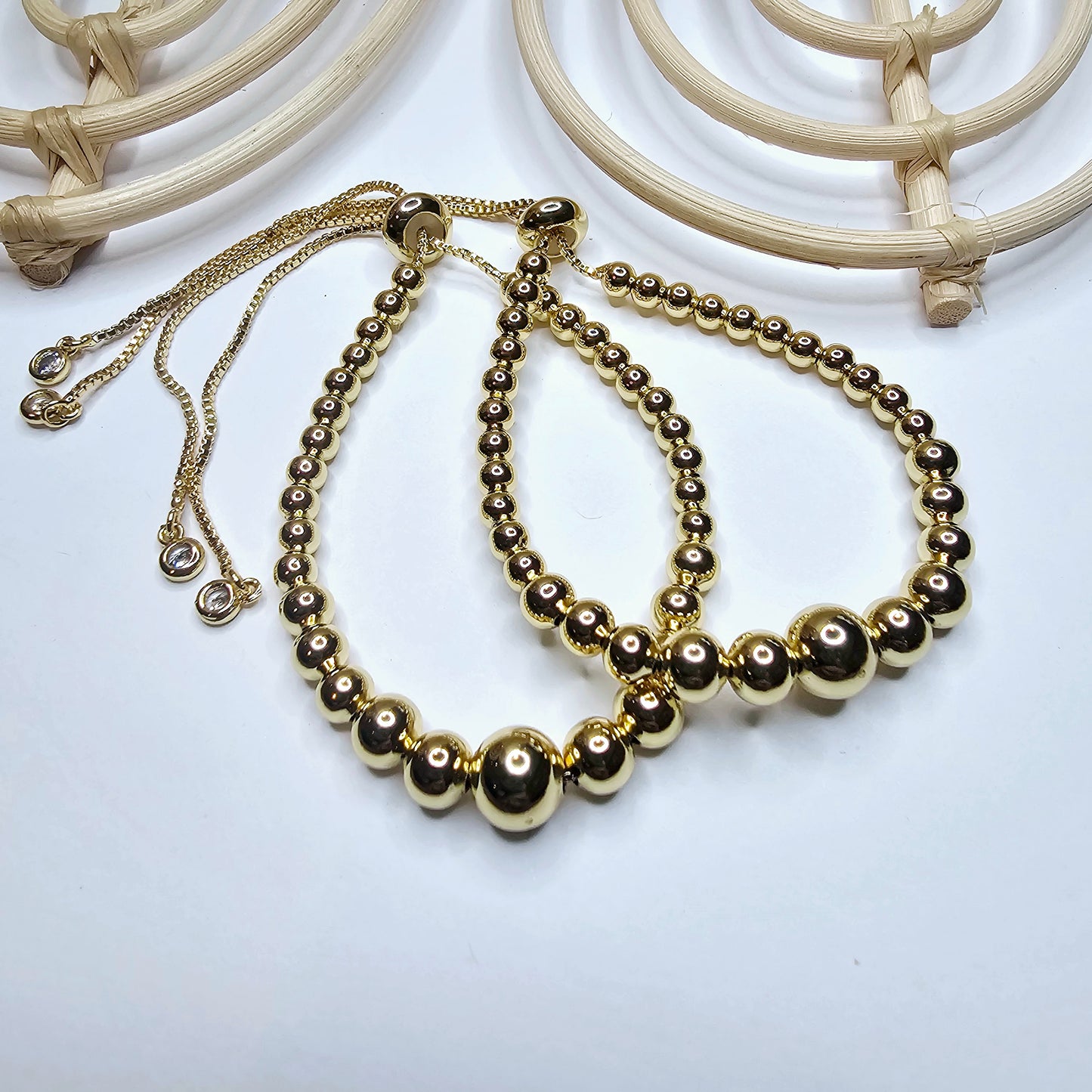 Ascending Ball Bolo Adjustable Bracelet - 18k Gold Filled