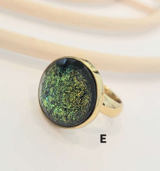 Load image into Gallery viewer, Dichroic Glass Polka Dot Ring - Alchemia
