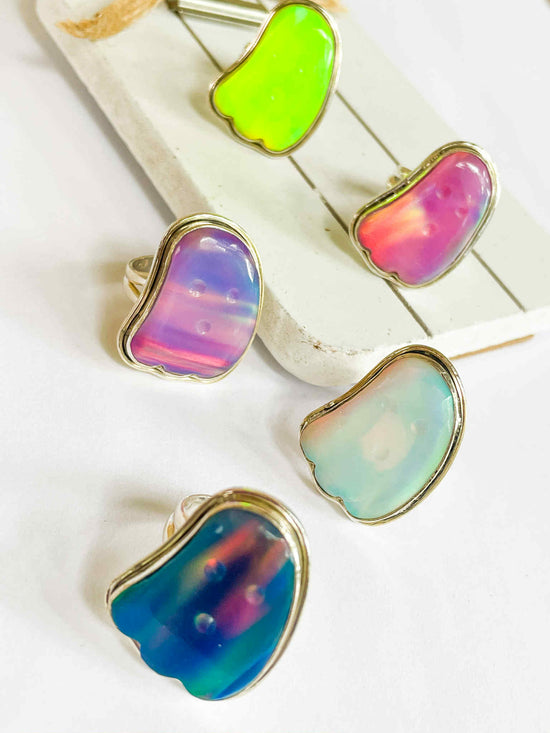 Galaxy Opal Ghost Rings - Solid Sterling Silver